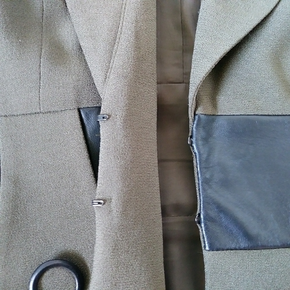 SOLD!! ZELDA Military Blazer Jacket Leather Olive - Picture 5 of 7
